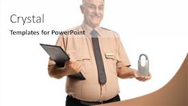  Presentation with security officer - Slide deck consisting of security-officer-holding-a-padlock background and a white colored foreground