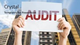  Presentation with operations security - Audience pleasing presentation theme consisting of security operations - audit card with a skyscraper backdrop and a light blue colored foreground