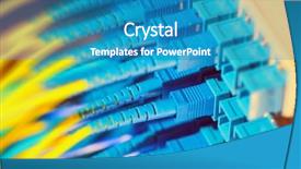  Presentation with information technology - Slide set having security operations - optical fibre information technology equipment background and a teal colored foreground