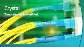  Presentation with information technology - PPT layouts featuring security operations - optical fibre information technology equipment background and a ocean colored foreground