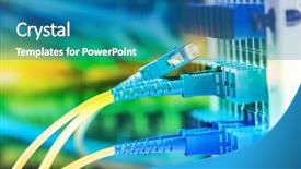  Presentation with information technology - Slide deck consisting of security operations - optical fibre information technology equipment background and a teal colored foreground