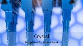  Presentation with information technology - Slides enhanced with security operations - optical fibre information technology equipment background and a light blue colored foreground