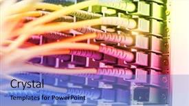  Presentation with information technology - Beautiful PPT theme featuring security operations - optical fibre information technology equipment backdrop and a light blue colored foreground