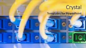  Presentation with information technology - Slide set having security operations - optical fibre information technology equipment background and a yellow colored foreground