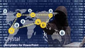  Presentation with binary blue - Colorful presentation theme enhanced with security-padlock-icons-against-binary backdrop and a navy blue colored foreground