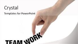  Presentation with teamwork - Theme having security puzzle - hand and word teamwork isolated background and a  colored foreground