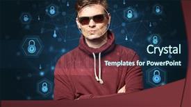  Presentation with facial recognition - Audience pleasing slides consisting of security recognition concept with mesh backdrop and a navy blue colored foreground