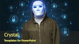  Presentation with facial recognition - Amazing PPT theme having security recognition concept with mesh backdrop and a tawny brown colored foreground