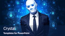  Presentation with facial recognition - Presentation theme consisting of security recognition concept with mesh background and a navy blue colored foreground