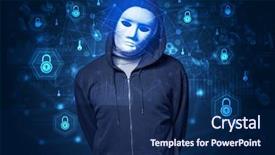  Presentation with facial recognition - Slide deck featuring security recognition concept with mesh background and a navy blue colored foreground