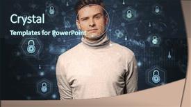  Presentation with facial recognition - Amazing slide set having security recognition concept with mesh backdrop and a tawny brown colored foreground