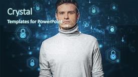  Presentation with facial recognition - Slides having security recognition concept with mesh background and a ocean colored foreground