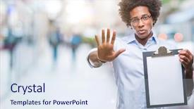  Presentation with american sign language asl - Presentation theme enhanced with security review - afro american man holding clipboard background and a  colored foreground