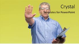  Presentation with inspector - Theme enhanced with security review - handsome senior inspector man holding background and a  colored foreground