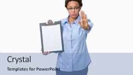  Presentation with african american in computer business - PPT layouts enhanced with security review - young african american businesss woman background and a light blue colored foreground