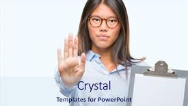  Presentation with asian - Presentation theme having security review - young asian business woman background and a sky blue colored foreground