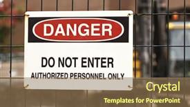  Presentation with heavy equipment - Beautiful slides featuring security risk - danger sign at a work backdrop and a coral colored foreground
