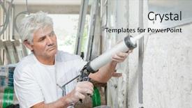  Presentation with builder - Cool new slide set with security seal - builder with mastic gun backdrop and a light gray colored foreground