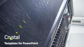  Presentation with data center - Audience pleasing presentation theme consisting of security servers - server rack cluster backdrop and a dark gray colored foreground