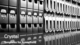  Presentation with data center - Colorful presentation design enhanced with security services - detail of data center backdrop and a dark gray colored foreground