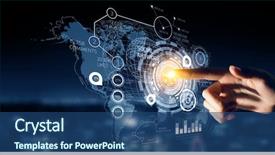  Presentation with solution - Colorful PPT theme enhanced with security solution concept backdrop and a ocean colored foreground