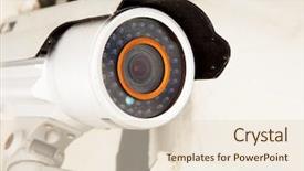  Presentation with cctv camera - PPT theme having security surveillance camera background and a lemonade colored foreground