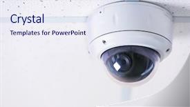  Presentation with close up of digital multimeter - Cool new presentation design with security systems - secure ceiling digital camera close backdrop and a sky blue colored foreground