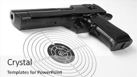  Presentation with gun - PPT layouts featuring security training - target with holes and gun background and a light gray colored foreground