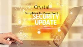  Presentation with internet security - Presentation theme having security-update-inscription-on-laptop background and a yellow colored foreground