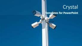  Presentation with cameras - Presentation design with security-video-cameras background and a ocean colored foreground