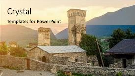  Presentation with old soho street - Colorful presentation design enhanced with security village - old stone svan tower backdrop and a lemonade colored foreground