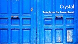  Presentation with metal - Colorful slides enhanced with security village - old wooden door with metal backdrop and a  colored foreground