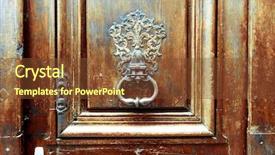  Presentation with old wooden door antique - Colorful presentation theme enhanced with security village - old wooden door with metal backdrop and a  colored foreground