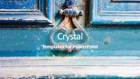  Presentation with old wooden door antique - PPT theme enhanced with security village - old wooden door with metal background and a teal colored foreground