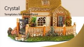  Presentation with house key - PPT layouts featuring security village - toy house and key isolated background and a  colored foreground