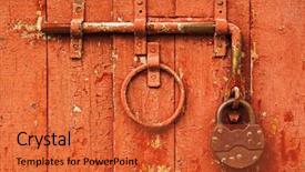 Presentation with security door lock - Audience pleasing presentation design consisting of security village - vintage lock on bright red backdrop and a red colored foreground