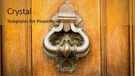  Presentation with wooden - Cool new presentation theme with security village - wooden door grunge textures backdrop and a  colored foreground