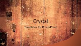  Presentation with wooden - Theme having security village - wooden door grunge textures background and a coral colored foreground