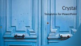  Presentation with oak door texture and - Cool new slide deck with security village - wooden door grunge textures backdrop and a  colored foreground