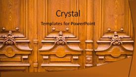  Presentation with oak door texture and - Audience pleasing slide deck consisting of pyramid game - little child boy and his backdrop and a  colored foreground.