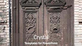  Presentation with wooden - Audience pleasing PPT theme consisting of security village - wooden door in old town backdrop and a gray colored foreground