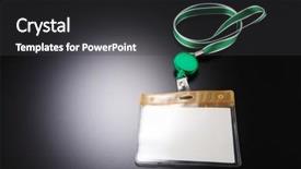  Presentation with name - Colorful slides enhanced with blank name tag with lanyard backdrop and a dark gray colored foreground