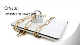  Presentation with computer security - Colorful slide deck enhanced with security with laptop and chain backdrop and a white colored foreground