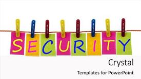  Presentation with intrusion detection system word security - Slide set consisting of security word on laundry hook background and a  colored foreground