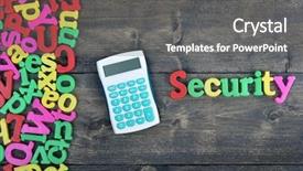  Presentation with security - Audience pleasing slides consisting of security word on wooden table backdrop and a gray colored foreground