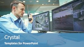  Presentation with monitoring - Amazing presentation theme having security worker during monitoring video backdrop and a teal colored foreground