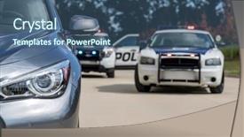  Presentation with traffic police - Beautiful slides featuring two police vehicles stop backdrop and a ocean colored foreground