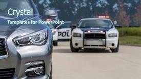  Presentation with vehicles - Slide deck consisting of two police vehicles stop background and a ocean colored foreground