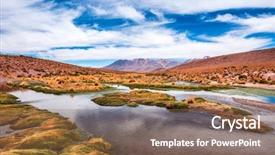  Presentation with landscape maintenance vehicle - Audience pleasing slides consisting of sediment - breathtaking mountanious lagoon landscape backdrop and a coral colored foreground