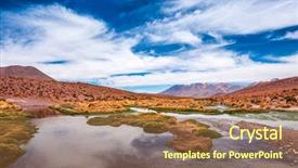  Presentation with lagoon - Theme having sediment - breathtaking mountanious lagoon landscape background and a coral colored foreground